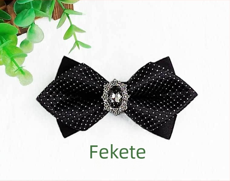 Férfi csokornyakkendő kövekkel, kockás mintával, jacquard felülettel, fehér kristályokkal, esküvői és estélyi viselet