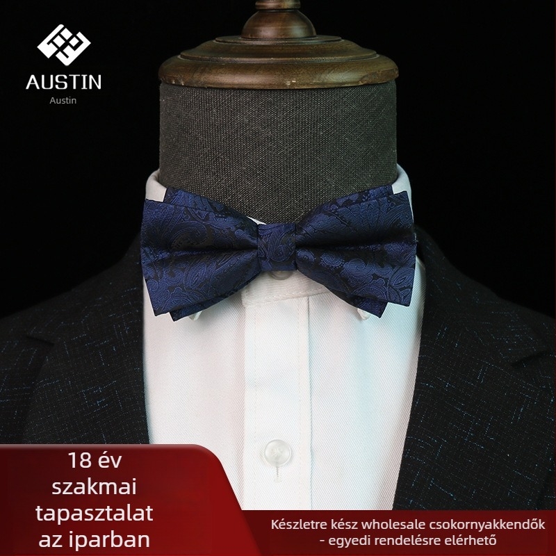 Pointed Jacquard csokornyakkendő, Poliészter, Pattern: Solid, Uniszex, Önálló csomagolás