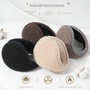 Granulált kasmír fülmelegítő, uniszex, őszi-téli, kültéri használatra, hátrafelé viselhető, monokróm