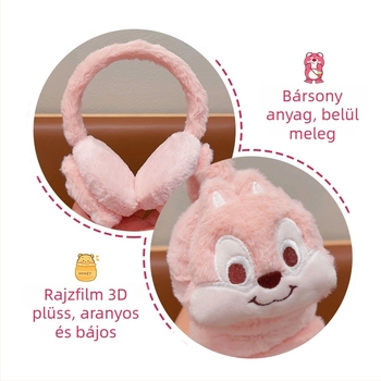 Soaring Gyerekeknek készült fülmelegítő – Strawberry Bear dizájn, plüss, meleg és szélálló, koreai stílus