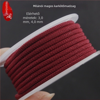4 mm-es horgolt karkötőzsinór, piros, kézzel készített, uniszex ékszerzsinór, Milán szál, medál zsinór, etnikai retro stílus