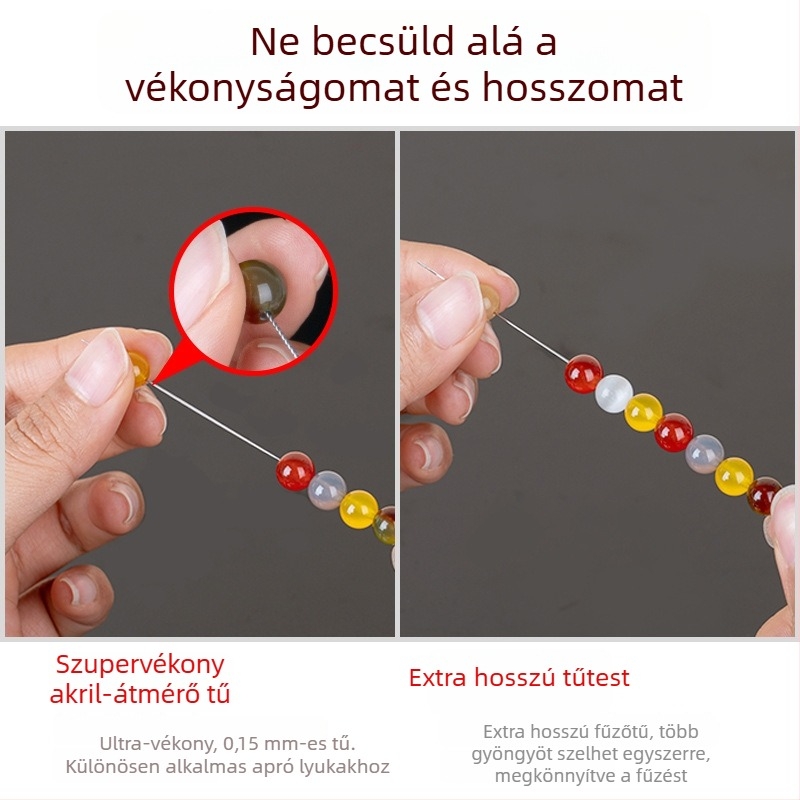Aifsa gyöngyfűző tű — hosszú csavarodó tű gyöngyökhöz és kristályokhoz, kézzel készített DIY zsinórkészítő készlet