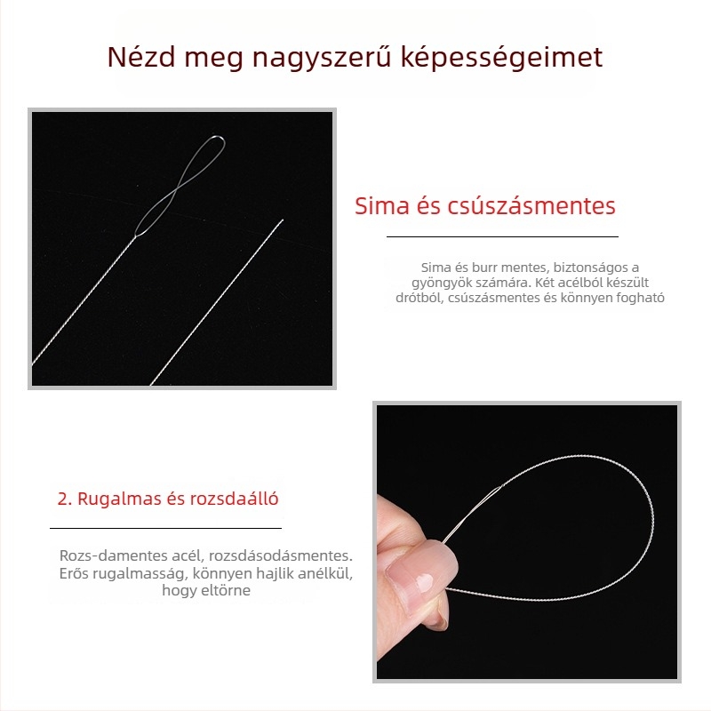 Aifsa gyöngyfűző tű — hosszú csavarodó tű gyöngyökhöz és kristályokhoz, kézzel készített DIY zsinórkészítő készlet