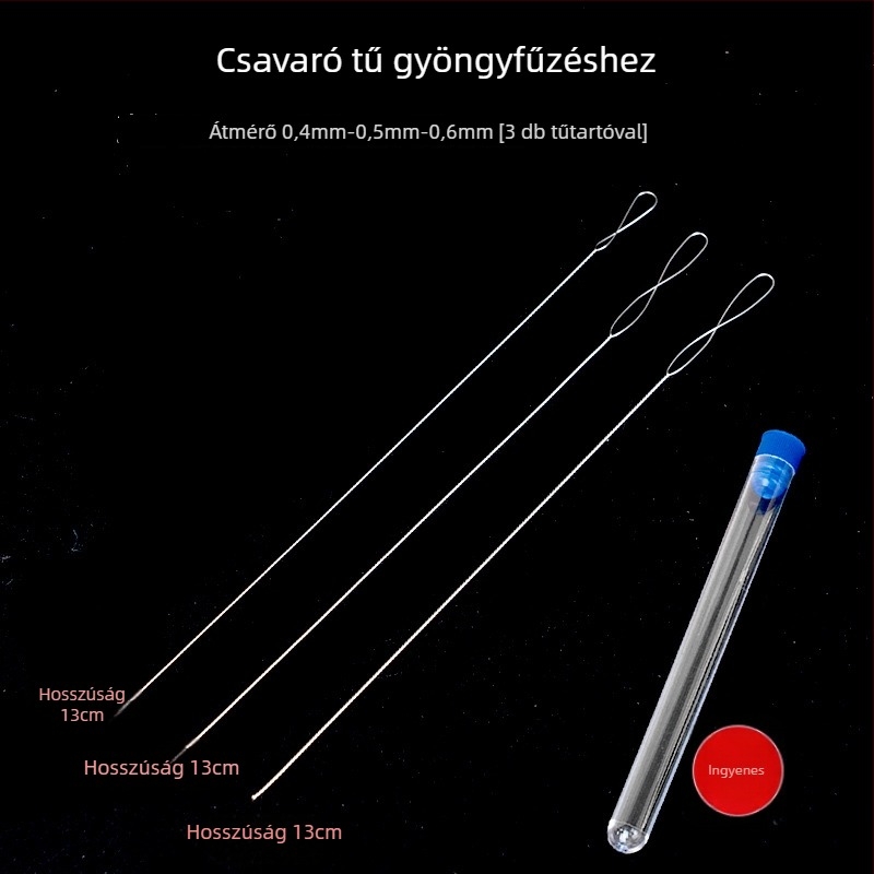 Aifsa gyöngyfűző tű — hosszú csavarodó tű gyöngyökhöz és kristályokhoz, kézzel készített DIY zsinórkészítő készlet