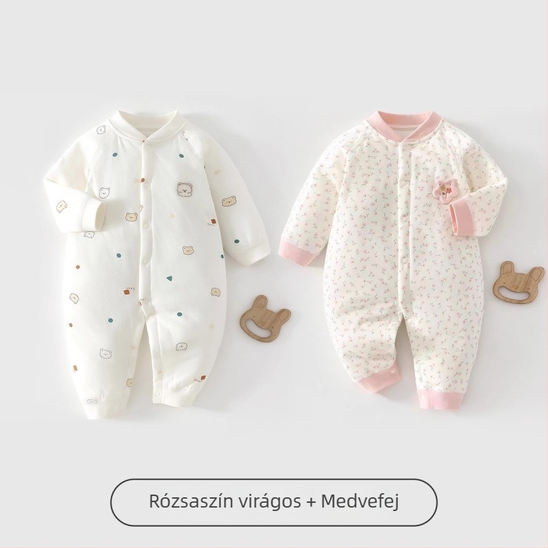 Jingqi Újszülött meleg töltött rompers őszi–téli időszakra, csont nélküli kivitelezés, uniszex