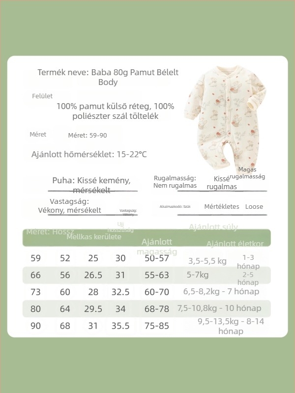 Overálok és romperok, 100% pamut, vastag anyag, hosszú ujjú, újszülötteknek, tavasz és ősz