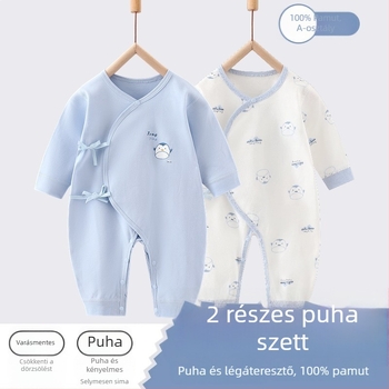Újszülött 100% pamut overál, 0–6 hónap, hosszú ujjú, tavasz–ősz, uniszex