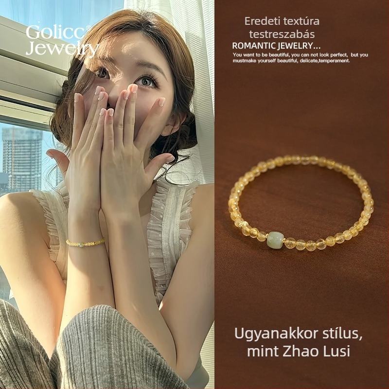 Női Golden Hair Crystal gyöngy karkötő – geometriai forma, könnyed luxus stílus, kézműves ékszer a kézre