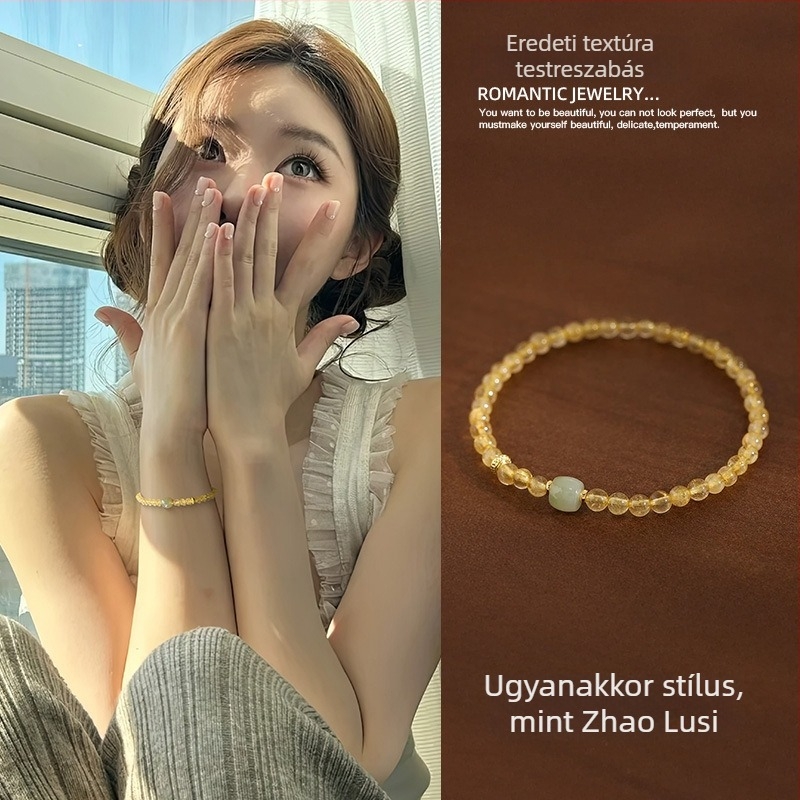 Női Golden Hair Crystal gyöngy karkötő – geometriai forma, könnyed luxus stílus, kézműves ékszer a kézre