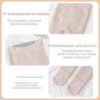 Lányoknak készült fleece-sel bélelt vastag leggings ősz-télre, fehér, függőleges csíkokkal, meleg