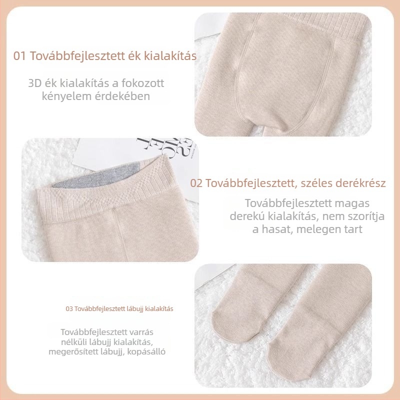 Lányoknak készült fleece-sel bélelt vastag leggings ősz-télre, fehér, függőleges csíkokkal, meleg