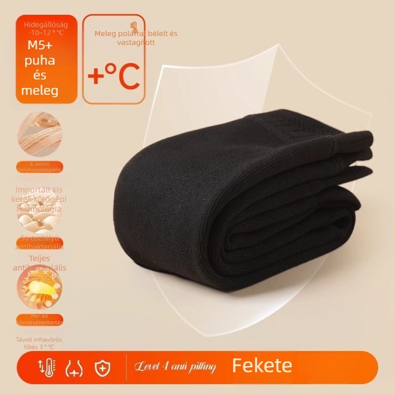 Lányoknak készült fleece-sel bélelt vastag leggings ősz-télre, fehér, függőleges csíkokkal, meleg
