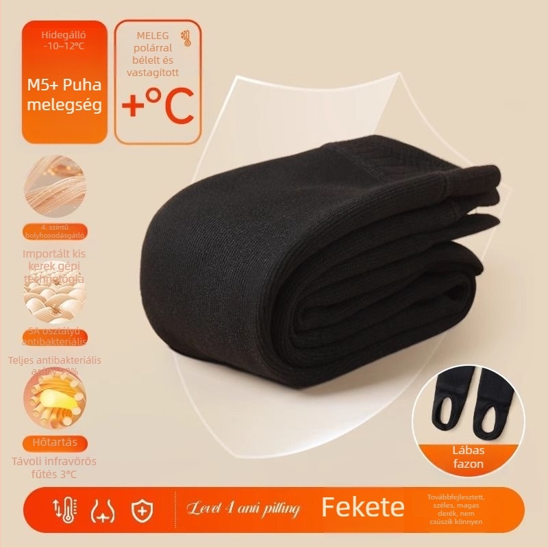 Lányoknak készült fleece-sel bélelt vastag leggings ősz-télre, fehér, függőleges csíkokkal, meleg