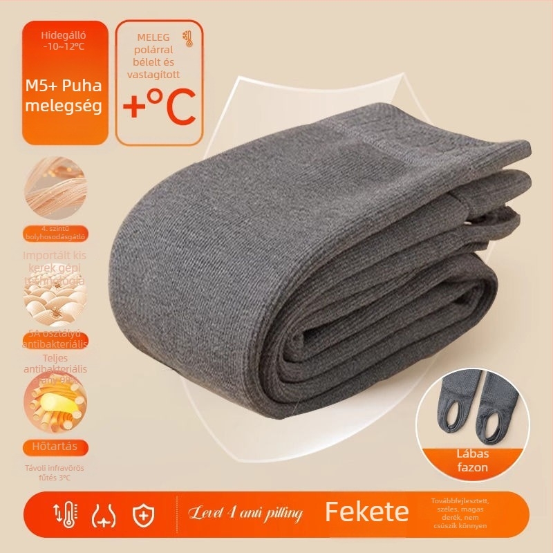 Lányoknak készült fleece-sel bélelt vastag leggings ősz-télre, fehér, függőleges csíkokkal, meleg