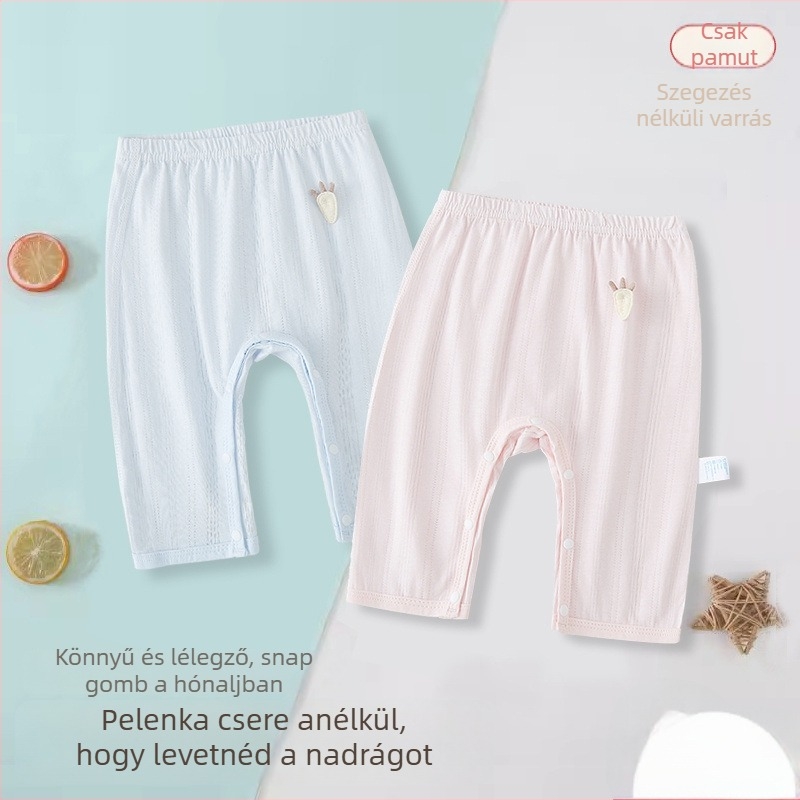 Gyerekeknek készült pamut nadrág, 100% pamut, snap zárás, modern minimalist stílus, középmagas derekú
