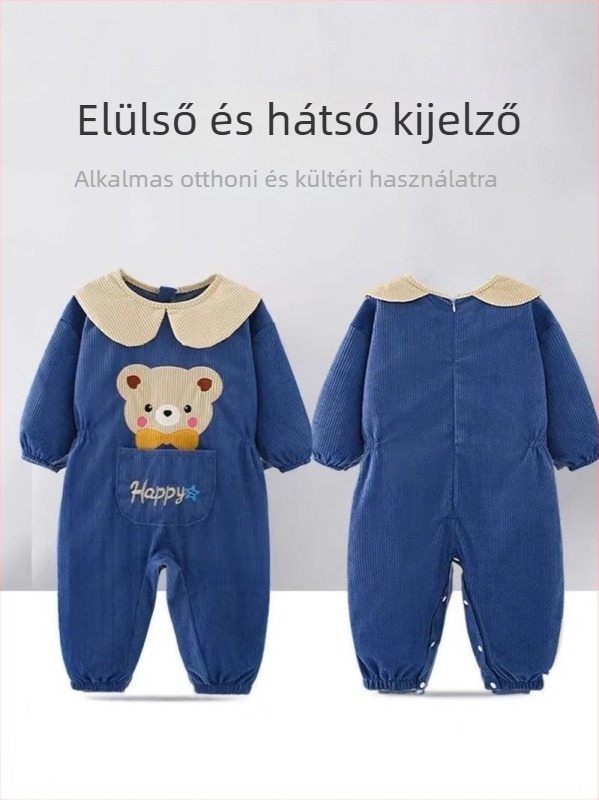 Baba egyrészes overál patentos záródással a csípőnél, őszi–téli időszakra, kúszó gyerekeknek, szennyeződésálló, lélegző, tartós és meleg