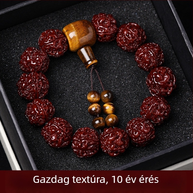 Rudraksha Bodhi karkötő, kínai stílusú, polírozott kivitel, téli 2024 megjelenés, ideális ajándék