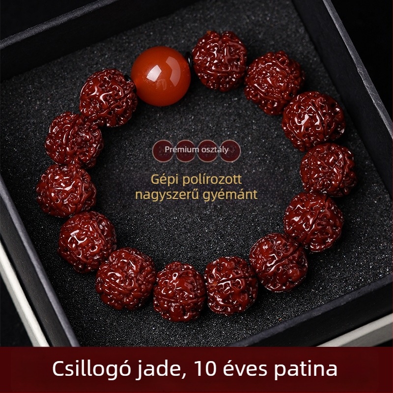 Rudraksha Bodhi karkötő, kínai stílusú, polírozott kivitel, téli 2024 megjelenés, ideális ajándék