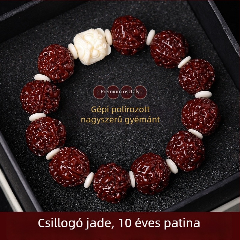 Rudraksha Bodhi karkötő, kínai stílusú, polírozott kivitel, téli 2024 megjelenés, ideális ajándék