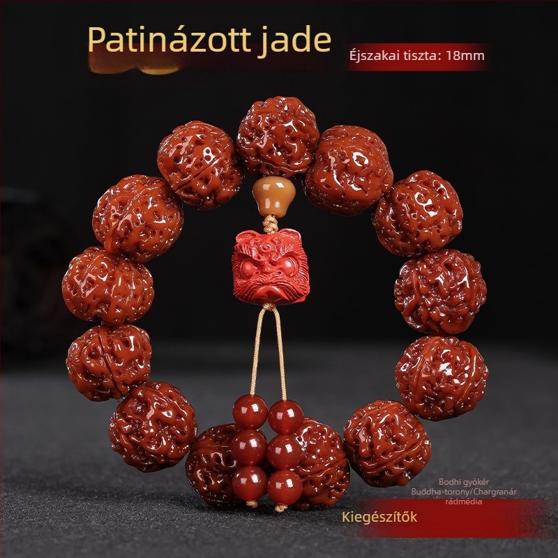 Rudraksha Bodhi karkötő, kínai stílusú, polírozott kivitel, téli 2024 megjelenés, ideális ajándék