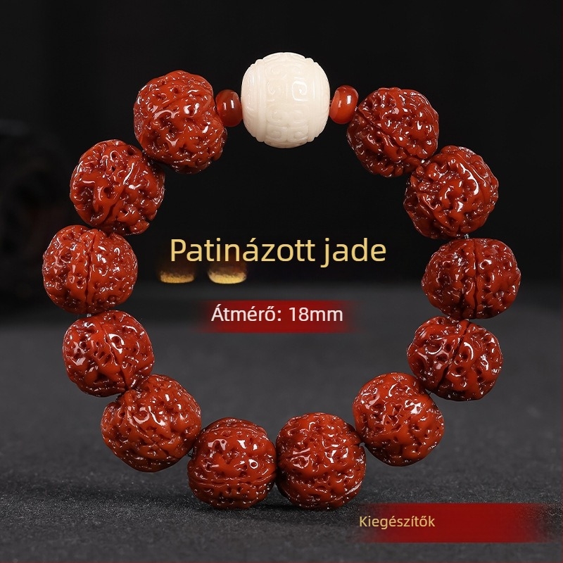 Rudraksha Bodhi karkötő, kínai stílusú, polírozott kivitel, téli 2024 megjelenés, ideális ajándék