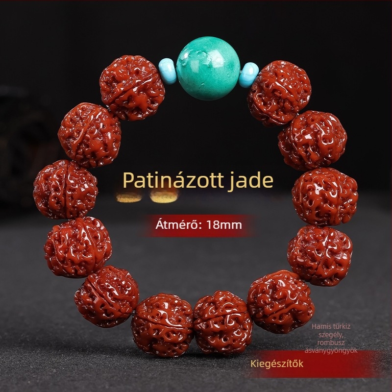 Rudraksha Bodhi karkötő, kínai stílusú, polírozott kivitel, téli 2024 megjelenés, ideális ajándék