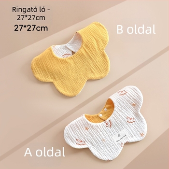 6 rétegű 100% pamut géz baba nyálkendő, kétoldalas virágos minta, újszülött méret