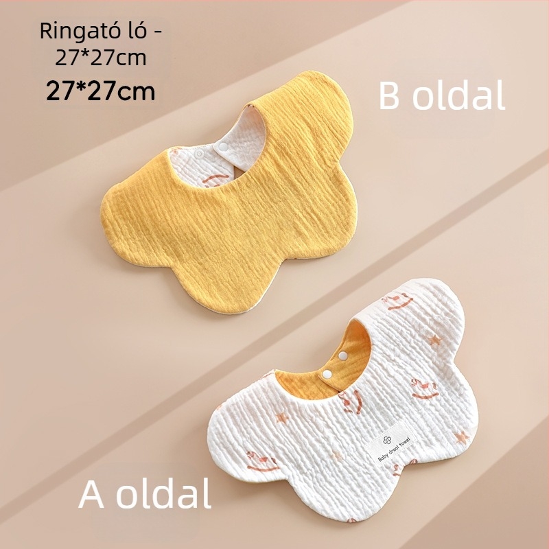 6 rétegű 100% pamut géz baba nyálkendő, kétoldalas virágos minta, újszülött méret