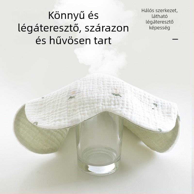 6 rétegű 100% pamut géz baba nyálkendő, kétoldalas virágos minta, újszülött méret