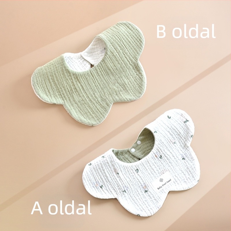 6 rétegű 100% pamut géz baba nyálkendő, kétoldalas virágos minta, újszülött méret