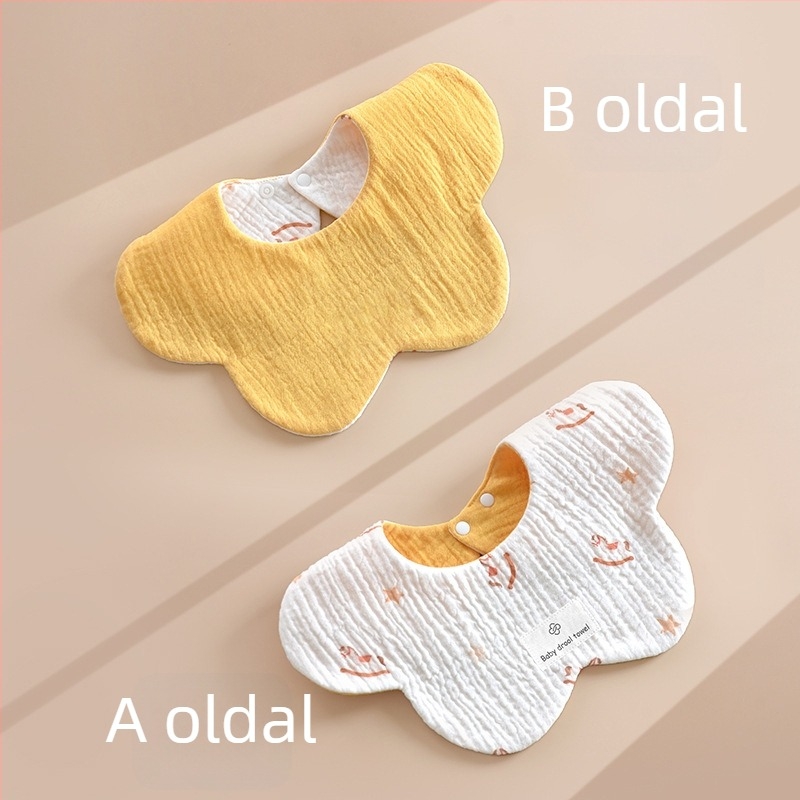 6 rétegű 100% pamut géz baba nyálkendő, kétoldalas virágos minta, újszülött méret