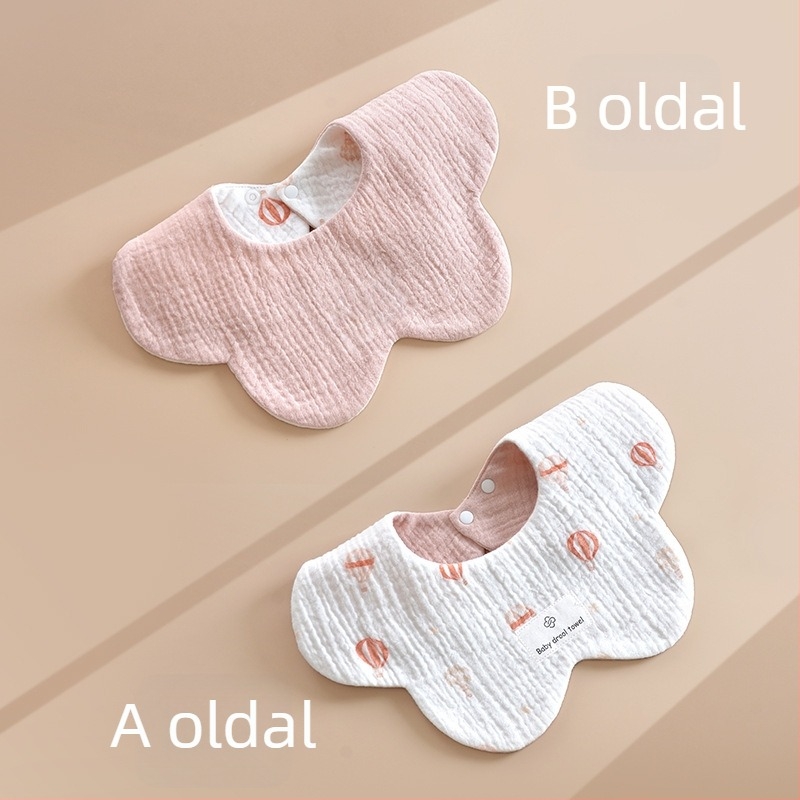 6 rétegű 100% pamut géz baba nyálkendő, kétoldalas virágos minta, újszülött méret