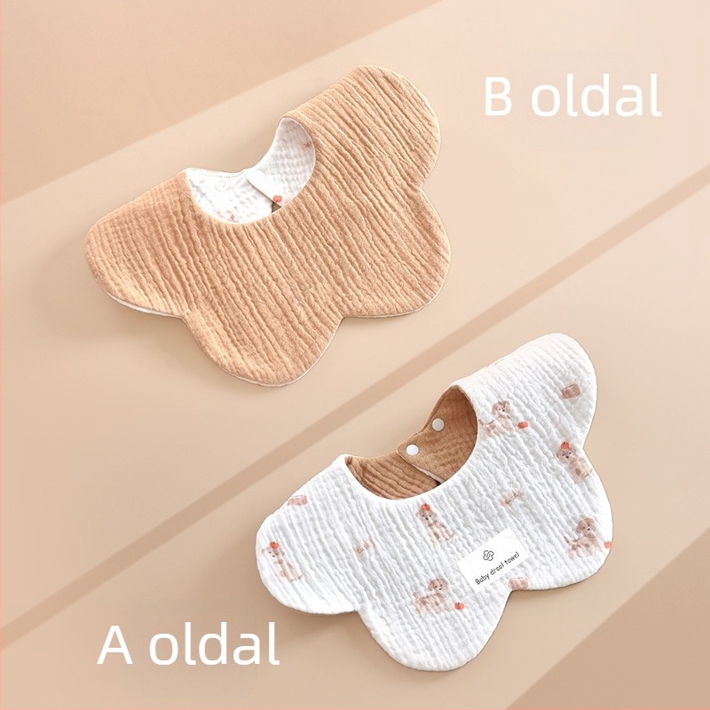6 rétegű 100% pamut géz baba nyálkendő, kétoldalas virágos minta, újszülött méret