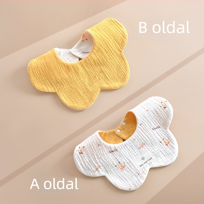 6 rétegű 100% pamut géz baba nyálkendő, kétoldalas virágos minta, újszülött méret
