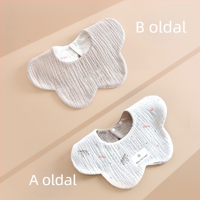 6 rétegű 100% pamut géz baba nyálkendő, kétoldalas virágos minta, újszülött méret