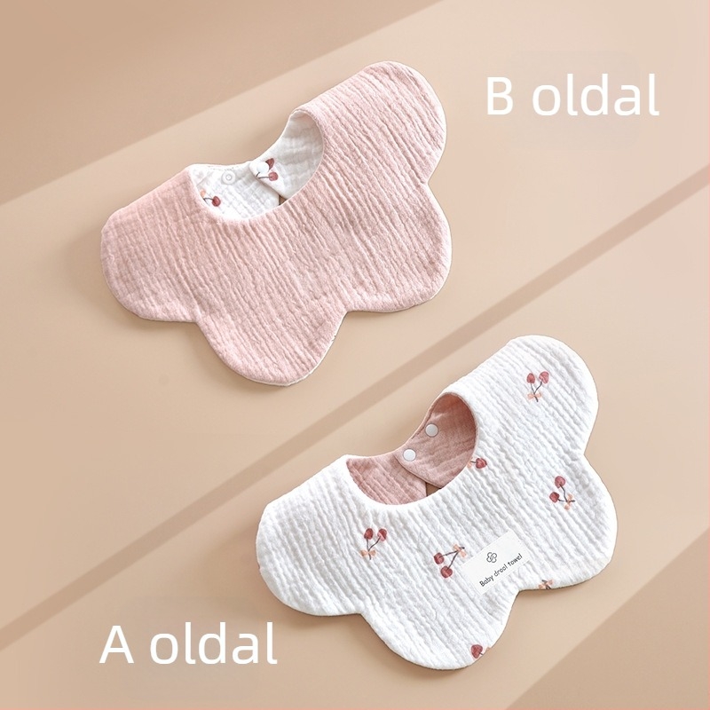 6 rétegű 100% pamut géz baba nyálkendő, kétoldalas virágos minta, újszülött méret