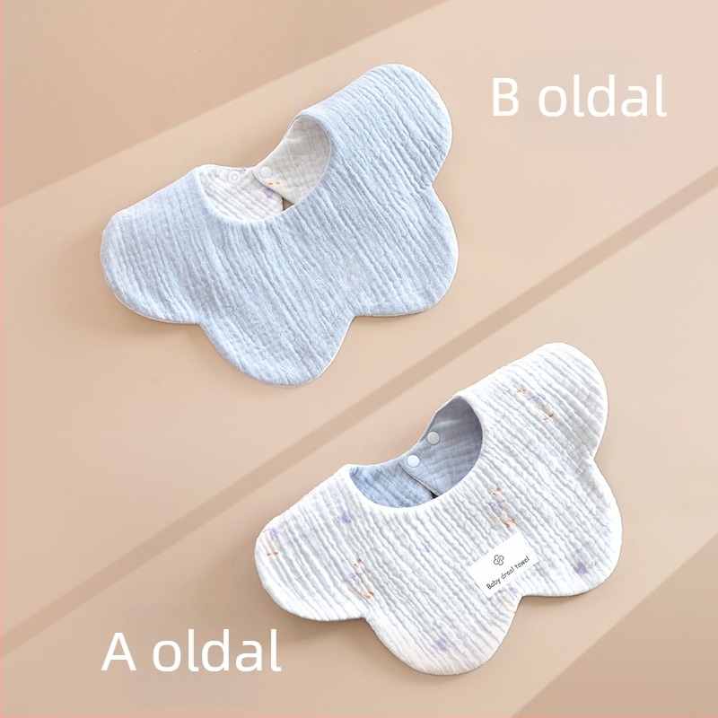 6 rétegű 100% pamut géz baba nyálkendő, kétoldalas virágos minta, újszülött méret