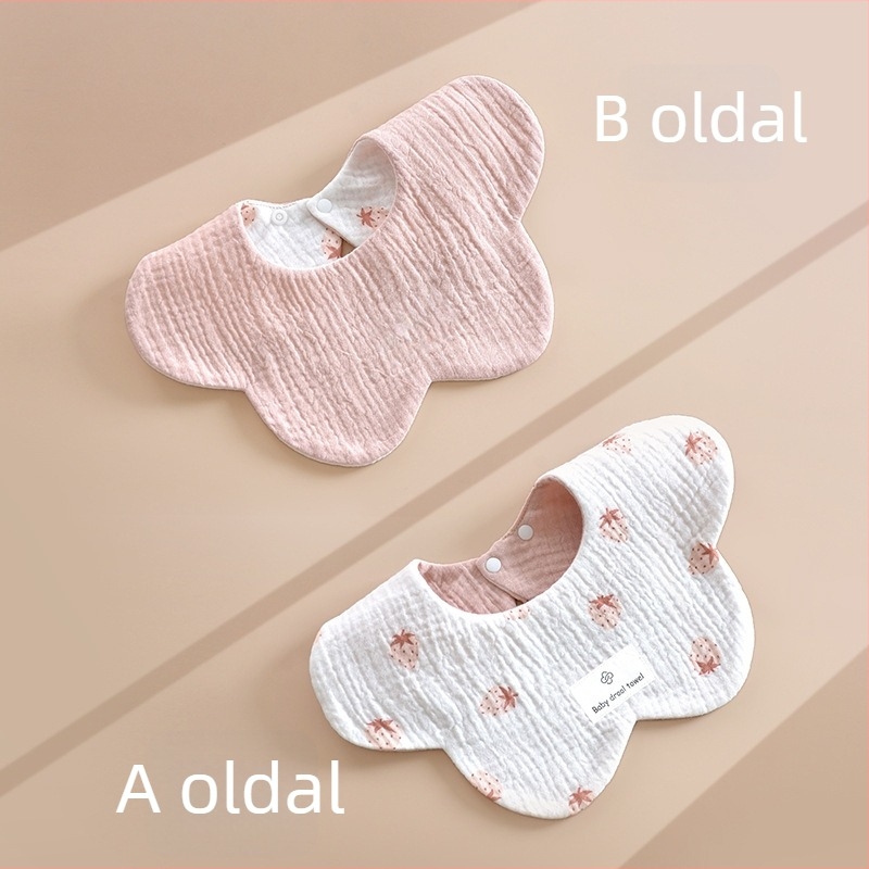 6 rétegű 100% pamut géz baba nyálkendő, kétoldalas virágos minta, újszülött méret