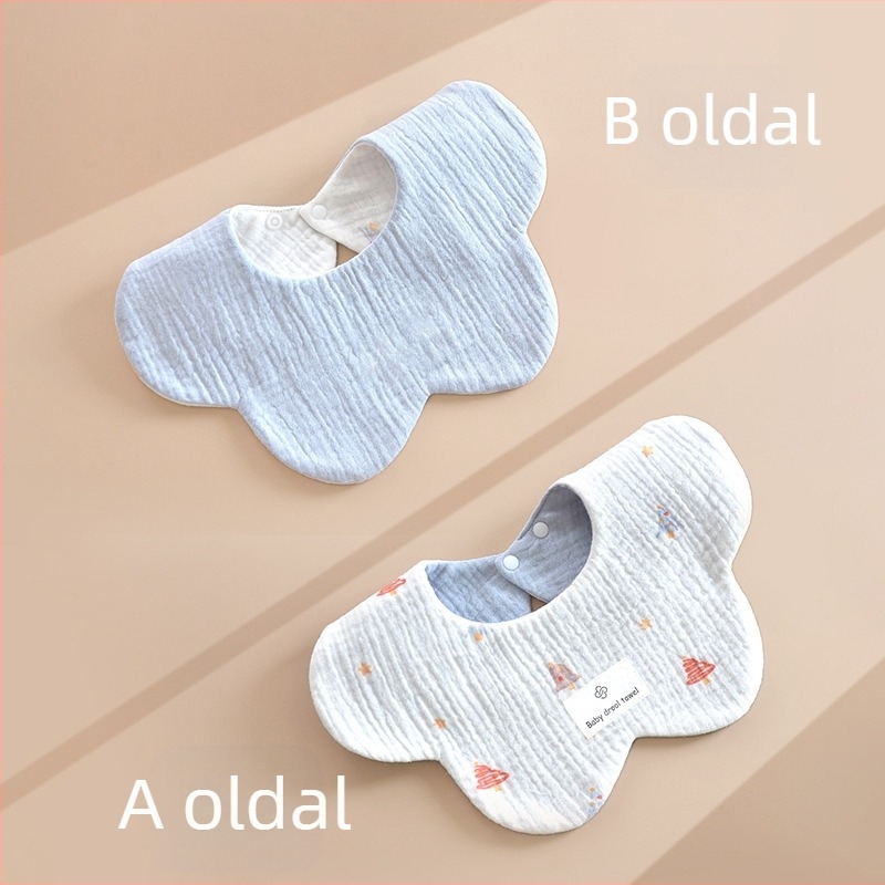 6 rétegű 100% pamut géz baba nyálkendő, kétoldalas virágos minta, újszülött méret