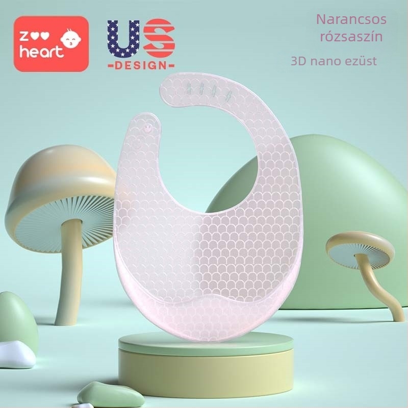 Szilikonból készült baba etető kötény – vízálló, ultra puha, rajzfilmszimbával, 1–3 éveseknek