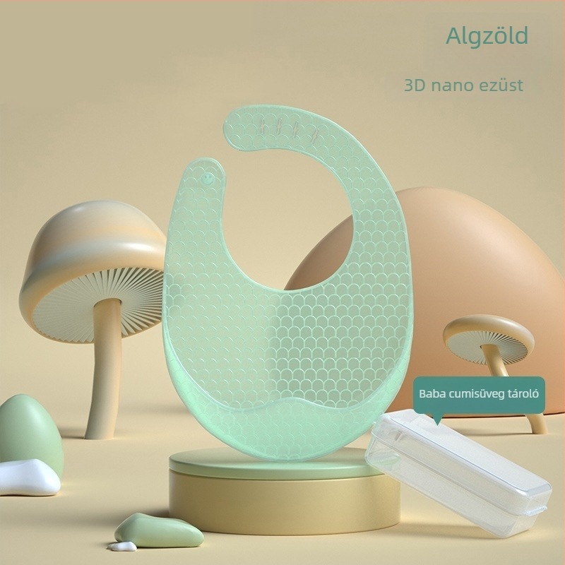 Szilikonból készült baba etető kötény – vízálló, ultra puha, rajzfilmszimbával, 1–3 éveseknek