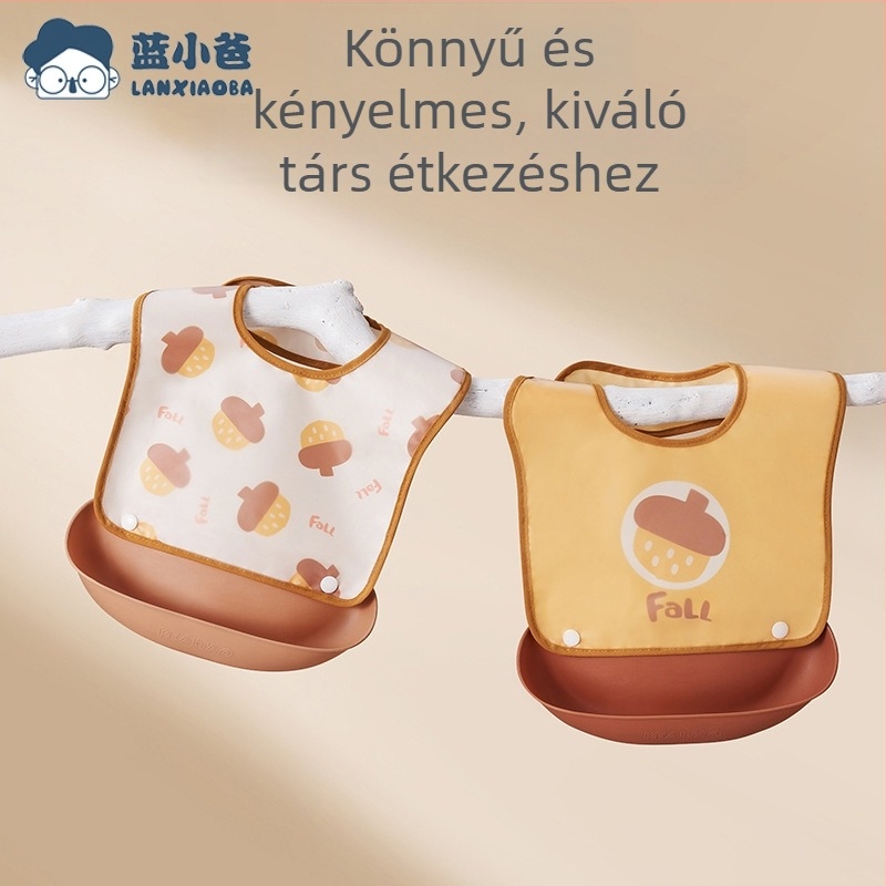 Etetőkötény EVA anyagból, vízálló, babák és gyermekek számára, 0–6 éves korosztálynak; mintázat: mintás, egyszínű, nyomtatott, figurák