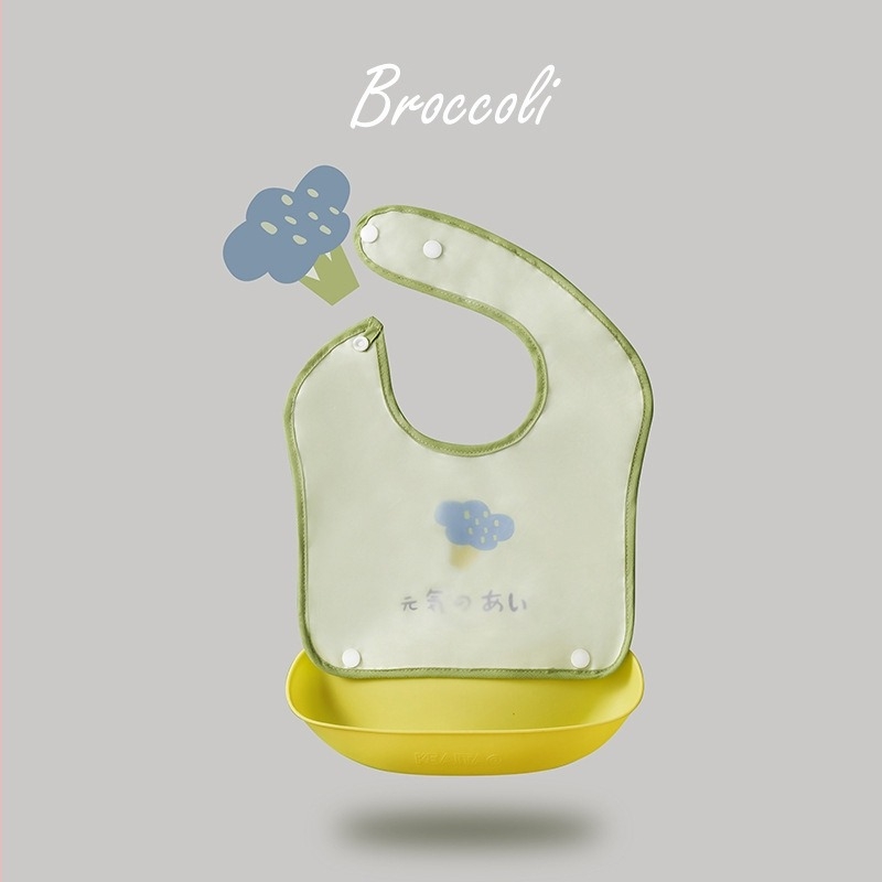 Etetőkötény EVA anyagból, vízálló, babák és gyermekek számára, 0–6 éves korosztálynak; mintázat: mintás, egyszínű, nyomtatott, figurák