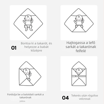 Újszülött swaddle kendő - 100% pamut, Space Cotton töltet, háromréteg melegség, rajzolt minta, Biztonsági osztály A