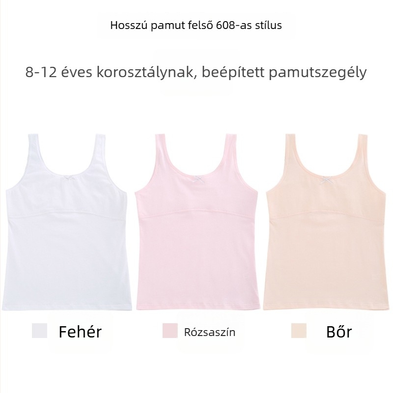 Lányoknak szóló pamut top vékonyan formázott kosarakkal, teljes kosár, lélegző, acélgyűrű nélkül