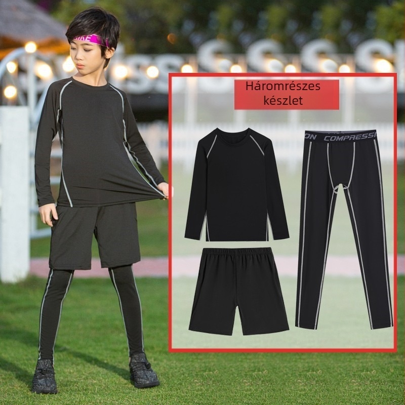 Gyermekeknek tervezett unisex edzőruha készlet – szoros szabású, gyorsan száradó milk silk anyag, 95% klórozott rost, 5% poliészter bélés, egyszínű, alkalmas futáshoz, kosárlabdához és focizáshoz