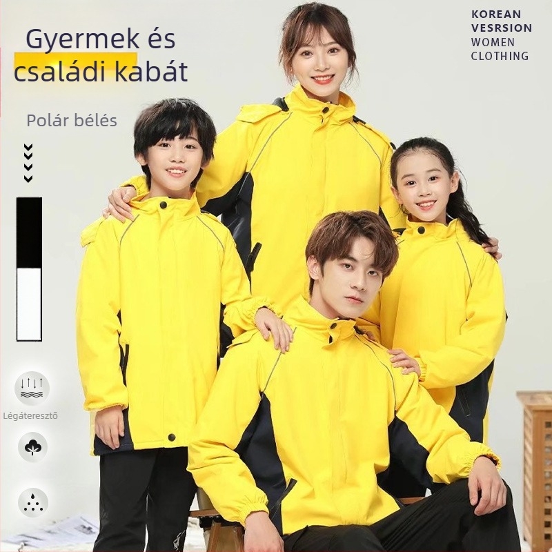 Gyerek téli kabát, szél- és vízálló, kapucnival, bélés fleece, anyaga: poliészter, 8–9 éveseknek (Vízálló 5000 mm; Kapucni; Polár bélés; Anyag: Poliészter)