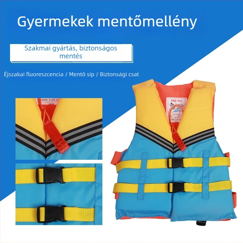 Gyermekeknek szóló mentőmellény nagy felhajtóerővel, úszáshoz, csónakázáshoz és horgászathoz, hordozható