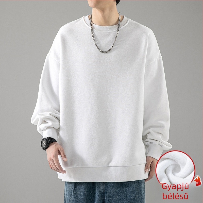 Férfi japán stílusú kapucnis pulóver fleece béléssel téli ruhadarab