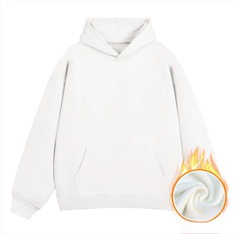 Kapucnis fleece pulóver háromdimenziós patch zsebekkel, 420 g pamutkeverék fleece, lazább szabású, kerek nyak